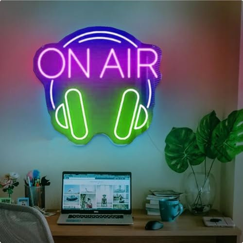 On Air - Cartel de luz de neón para Twitch, Tiktok, Youtube, amantes de los jugadores, con cadena colgante e interruptor regulable para decoración de estudio, pared, dormitorio, sala de juegos