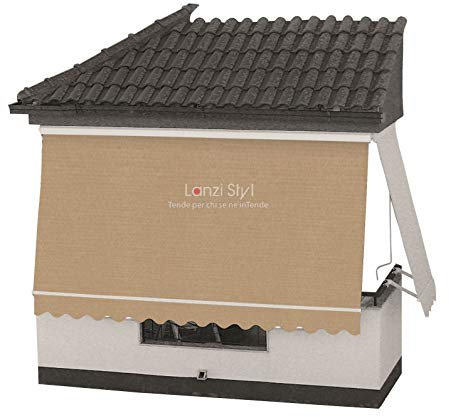 MOSCHITELLA Tenda da Sole a Caduta con CASSONETTO di Protezione braccetti e mantovana - Tessuti TEMPOTEST PARÀ (Tessuti Tinta Unita) - Misura L cm da 120 a 180 X 260 H C.14