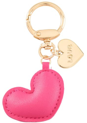 CALFOVERA Porte Clés en Cuir PU pour Femme avec Anneau Doré Joli Pendentif en Forme de Cœur Porte Clés en Cuir Breloques pour Sac à Main Porte Monnaie Cadeau de Saint Valentin (Violet)