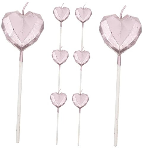 FUTUREORYY 8pezzi Fornitura di Candele Forma di Cuore per Buon Compleanno Candela Forma di Cuore per Torta di Compleanno Candele di Divertenti Decorazione di Sostituzione per Torta
