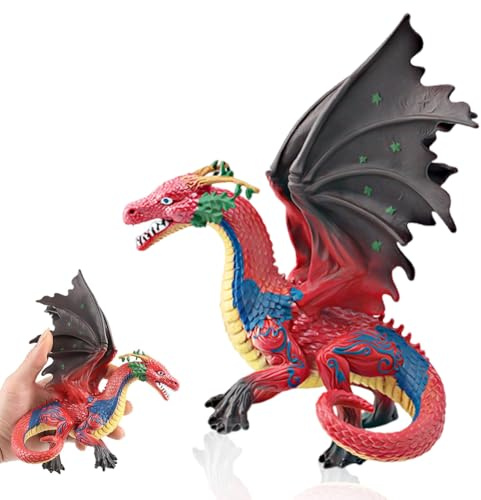 Bambola del Drago della Terra,Dragone volante decorazione, personaggi del giocattolo del drago della terra,Occidentale Mitologia Modello Animale Regalo di compleanno per bambini（Rosso,17*13*12.8CM ）