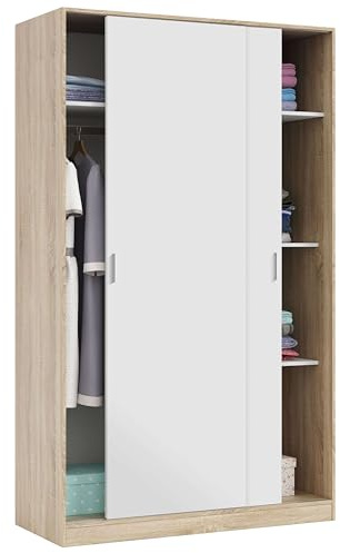 Miroytengo Armario MAX 2 Puertas Correderas en Color Blanco Artik y Roble Canadian 200x120x50 cm