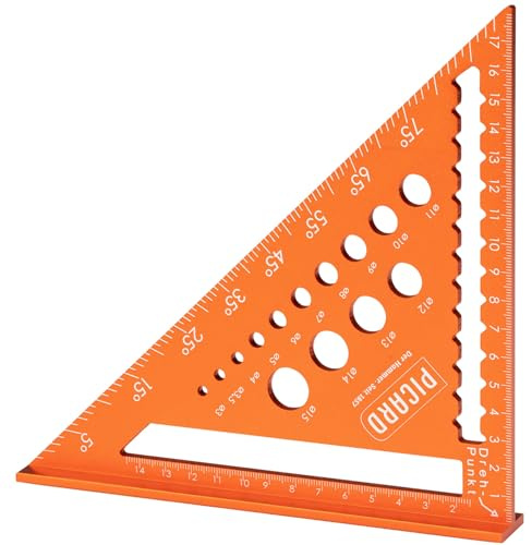 PICARD Équerre de charpentier 180 mm | Équerre de butée précise et angle de menuisier | Précision et mesure rapide de l'angle | Équerre de charpentier professionnelle avec jauge de perçage | Angle de