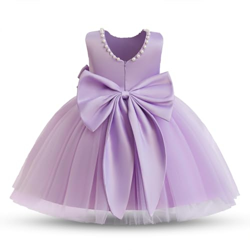 NNJXD Baby Girl Birthday Party Tutu Gown Bowknot Toddler Girls Pageant Princess Tulle Wedding Gown 2075 Purple 9-12 Months