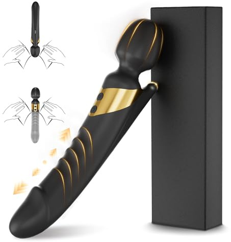 Vibrator Wand Dual End Strong Vibrators, Vibrating Thrusting Dildo G Spot Vibrator with 8 Modes, Clitoral Stimulator with 8 Modes, Full Body Wand Massager Adult Sex Toys for Women Couples Pleasure