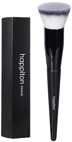 Makeup Brush Foundation Brush Kabuki Flat Top Face Brushes for Liquid Cream or Flawless Powder Buffing Stippling Concealer (Black)