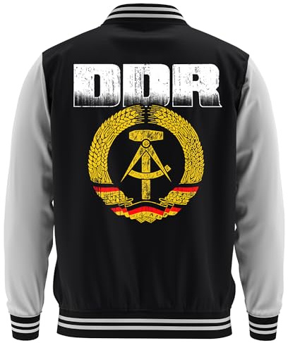 UGLYSHIRT DDR College Jacke | Baseball Football Jacke im Retro Stil – Ostdeutschland Design – Simson Trabant IFA FDJ – Oldheimertreffen Ostalgie | M2