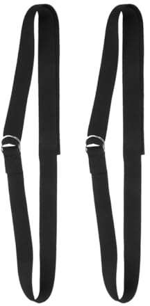 GLEAVI Lot de 2 Sangles de Yoga Non Élastiques Réglables Boucle Métallique Ceintures D’Exercice Multifonctions pour Pilates et Fitness Accessoires de Gym Noirs pour Étirements et