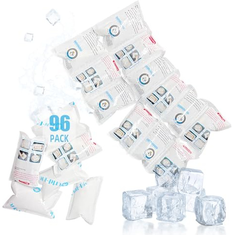 Reusable Ice Packs for Lunch Box, Flexible Cold Pack for Coolers, Long Lasting Freezer Packs, Ice Pack Bulk, Automatic Cut, Single Ice Sheets - 3.5x2.2Inch, 96 Sheets