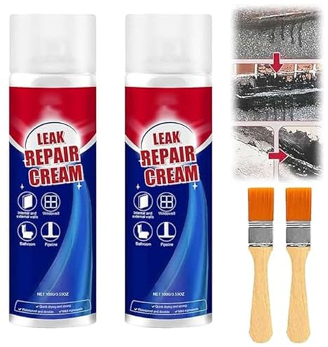 Leak Repair Waterproof Sealant Spray - 2x100mL Leak Repair Cream With Brush, Fast Drying Clear Waterproof Sealant Liquid, Weather Resistance Long Lasting Sealers For Gutter, Repairs Roof, Drainpipe