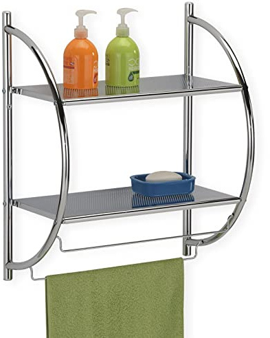 IDIMEX Etagère de Salle de Bain Murale Janine Meuble de Rangement à Fixer avec 2 tablettes et 2 barreaux Porte-Serviettes, en métal chromé