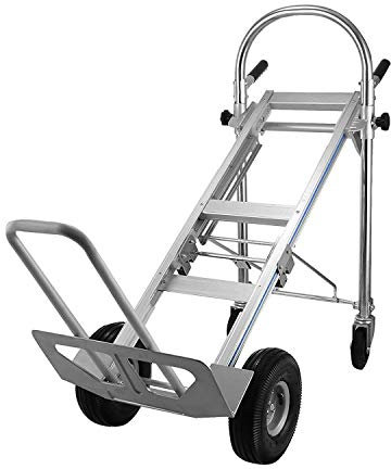 Hopopular 3 in 1 Aluminum Hand Truck 770Lbs/350Kg Capacity Folding Aluminum Alloy Cart Dolly Utility Cart Trolley Heavy Duty with 2 or 4 Flat Free Wheels (3 in 1)