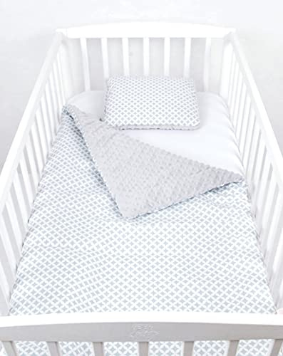 Babylux Babydecke Krabbeldecke Minky Kuscheldecke Decke 75 x 100 cm mit Kissen 30x35cm (23K. Grau + Marokko)
