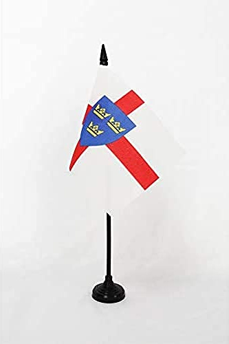 AZ FLAG East Anglia Table Flag 15x10 cm 100D Polyester Plastic Base | Indoor use 4x6 in desk flag stitched finish with reinforced edges with plastic pole