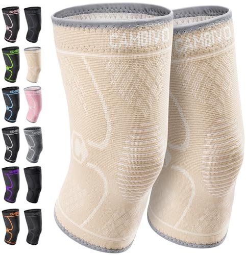 CAMBIVO 2Pcs Rodilleras Gym de Compresion, Rodilleras Menisco y Ligamento, Rodillera Transpirable y Antideslizante para Gym, Voleibol, Baloncesto, Correr, Bicicleta, Unisex