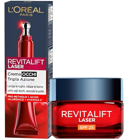 L'Oréal Paris Revitalift Laser Anti-Aging Intensivkur SPF 25 mit Hyaluronsäure & pro-xylane + konzentrierte Augencreme Anti-Falten pro-Xylane