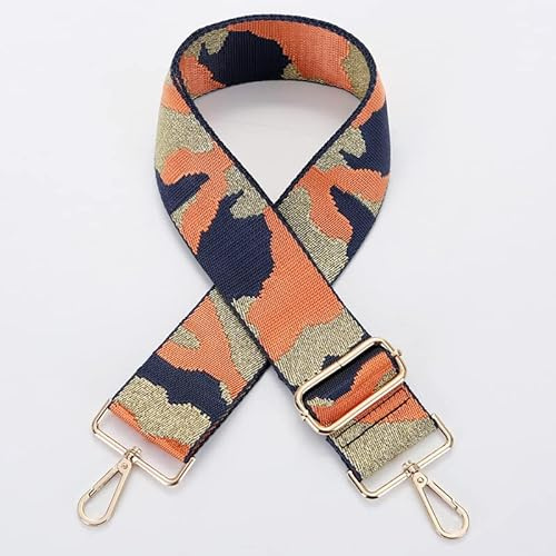 PTNKUIIY Verstellbarer Schulterriemen für Taschen, 80-130cm Bunt Taschengurt mit Karabiner 5cm Breit Camouflage Schultergurt Tragegurt Umhängegurt für Handtaschen für Damen Herren, Orange