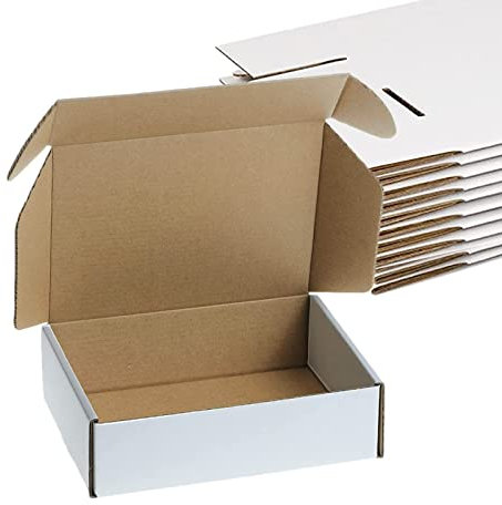 CYH 10 Pcs White Corrugated Cardboard Boxes, 7x5x2 Inches (17.9x12.7x5cm), Parcel Postal Mailing Boxes for Small Business, Storing, Posting, Gift