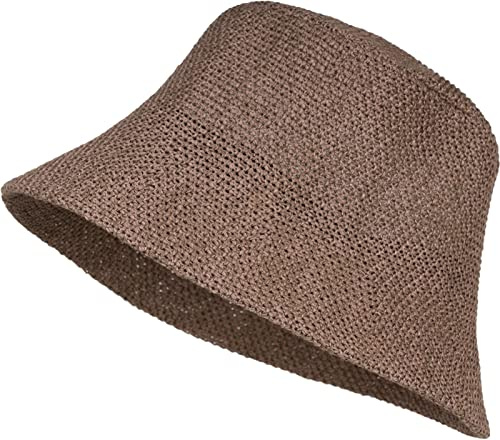 styleBREAKER Solhatt för damer i papperssugrör | vikbar fiskarhatt | Lätt solhatt med svettband | sommarhatt med brätte som solskydd för utomhus, strand fritid, toupe, one size