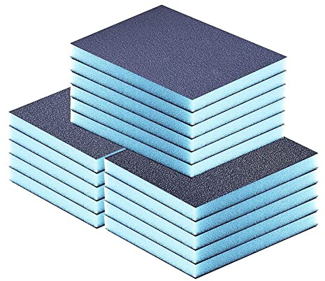 Hausdec ÉPonge de PonçAge, 16 Blocs de PonçAge, Kit D'éPonge de Sable RéUtilisable et Lavable pour Plastique, Bois, MéTal (100 120 220)