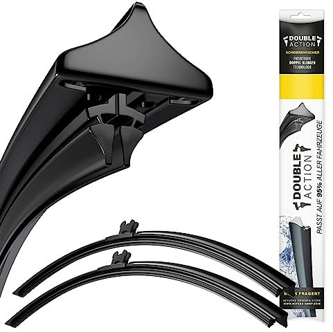 Scheibenwischer für Peugeot 208 Bj. 07/19- | Double Action Premium Scheibenwischer-Set Vorne | Hochwertige Wischblätter für klare Sicht | Set für Frontscheibe