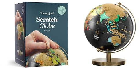 Luckies of London | Rubbelkarte Weltkugel | Weltkarte zum Rubbeln | Weltkugeln für Erwachsene | Rubbelkarte & Reisekarte | Schreibtisch-Gadgets für Männer & Schreibtischdekoration | Reisegeschenke für