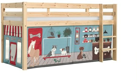 möbelando Spielbett >Pino< in Kiefer massiv Natur lackiert - 210x114x106 (BxHxT)