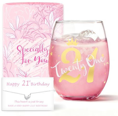 Yalucky 21st Birthday Gift for Her Keepsake Personalised Wine Glass Gifts for Women Best Friend Bestie Girls Daughter 21 Anniversary Present for Her Ideas 21st Birthday Decorations