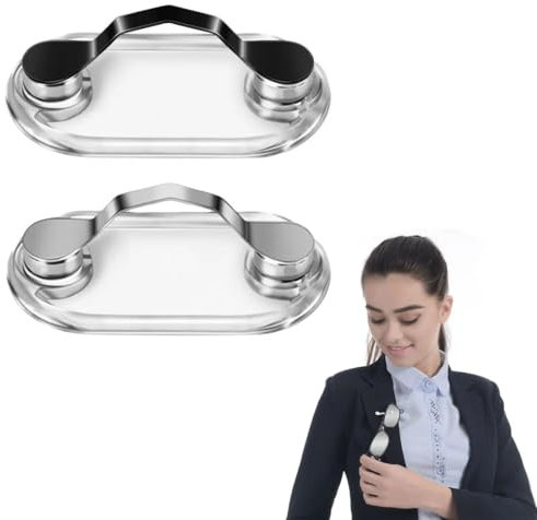 BZKSER Magnet brosche - 2 STK Stark Magnetisch Brillenhalter Magnet Headset Line Clip Edelstahl Badge Clip Kann an Kleidungsstück Befestigt Werden, für Brillen,Lesebrillen, Ohrhörer, Ausweis