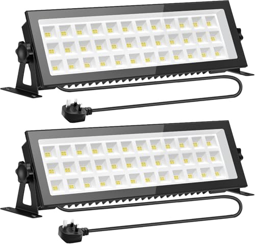 LED Floodlight Outdoor,100W 2PACK Combined into 200W Flood Lights,130LM/W Flood Lights with 1.5M Plug,6500K Cold White LED Security Light,IP66 Waterproof Outdoor Floodlight for Garden Patio Warehouse