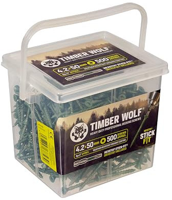 Timber Wolf Viti per terrazze Stick-Fit - 4,2 x 50 mm, rivestimento verde organico