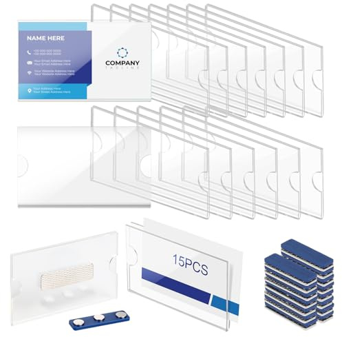 EFUTURETIME 15er-Set Namensschilder Magnetisch, 90 x 54 mm, Transparent Kunststoff Namensschild Magnet für Kleidung, Name Tag Magnet mit 3 Punkt starkem Magnet Selbstklebend