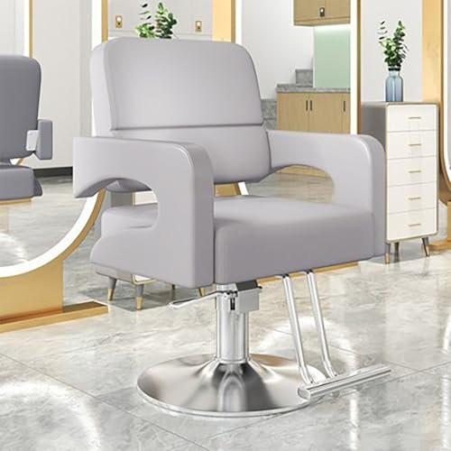 Generisch Friseurstuhl Barber Barbier Friseurladen Friseureinrichtung höhenverstellbar Silber beige2