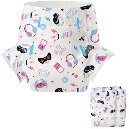 CutiePlusU Pañal adulto 2 piezas Game Baby Bragas Desechables para Incontinencia con Bucles(Large 37-47)