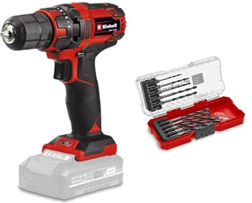 Einhell TC-CD 18/35 Taladro / destornillador inalámbrico Li - Solo Power X-Change (iones de litio, atenuador electrónico, iluminación LED, sin batería ni cargador) + E-Case S Brocas 10P