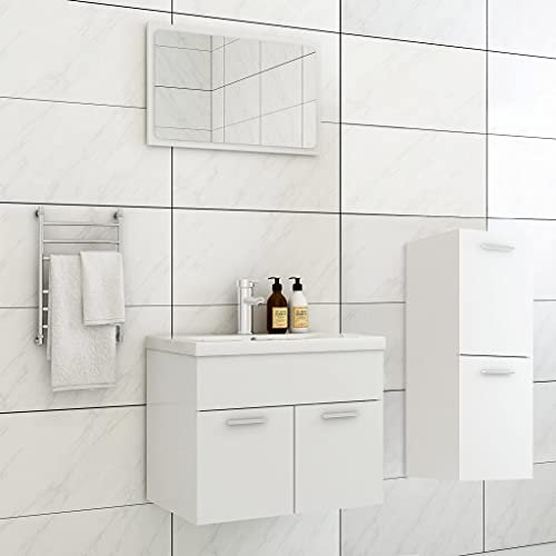 Lauuoeriau Möbelartikel Home Badmöbel-Set Weiß Holz-Möbel
