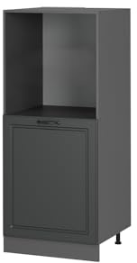 Vicco Herdumbauschrank R-Line, Anthrazit Landhaus, 60 cm | MDF-Front · 2 Einlegeböden · Höhenverstellbare Füße · Metallgriffe · Einfache Integration ✓