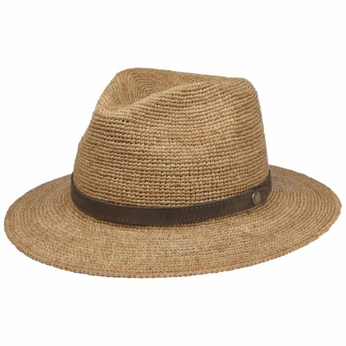 Stetson Crochet Rollable Traveller Strohhut Made in France Unisex Sommer Natur-braun L (58-59 cm)