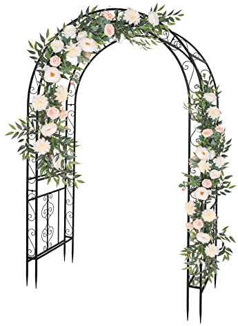 Outopee Garden Arch Trellis, Heavy-Duty Steel Frame Support Arbour Archway for Climbing Plant, Rose Vines, Vegetables, Outdoor Decoration for Lawn Backyard Party Wedding, Arc Top