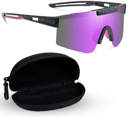 Vulevirtue Schnelle Brille,Fahrradbrille Herren,Schnelle Brille Damen,Fahrradbrille Winddicht UV 400,Ski Sonnenbrille,für Outdooraktivitäten Autofahren Fischen Laufen Wandern (Schwarz)