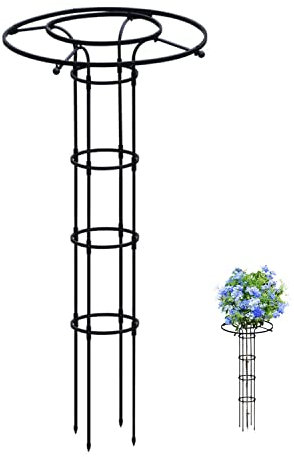 Treillis de jardin pour plantes grimpantes et fleurs de 0,9 m, 1,2 m, 1,5 m, 1,8 m, 2,1 m, treillis de jardin pour plantes en pot, cadre tour de support de fleurs pour vignes, lierre, noir (180 cm)