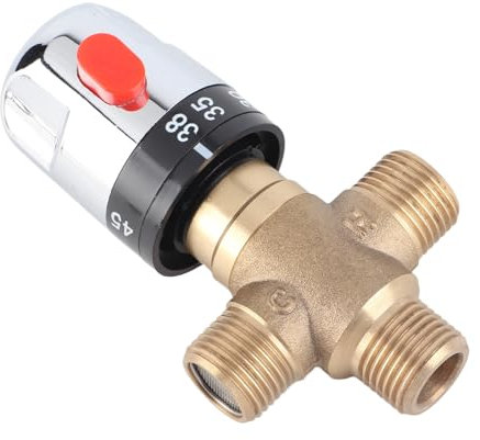 Thermostatic Mixing Valve - 1/2 (15mm) Brass Temperature Control Valve for Shower System, Thermostatic Mixer tap, 38°C - 42°C Basin Thermostat Control