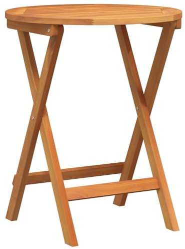 vidaXL Tavolo da Giardino Pieghevole Rotondo Ø60 x 72 cm in Legno Massello di Acacia. Design Contemporaneo e Finito Lucido. È Salvaspazio e Versatile, Perfetto per Pranzo o per Servire Il caffè. Mob