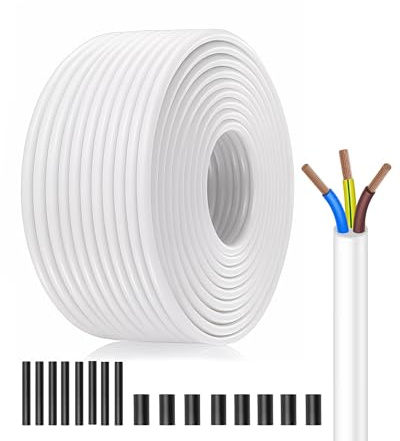 XINWANG H05VV-F 3x1,5mm² PVC Mantelleitung, Weiß, 50m | Mehrdrähtige Kupferleiter mit PVC-Mantel für Haushaltsgeräte, Beleuchtung und Innenanschlüsse