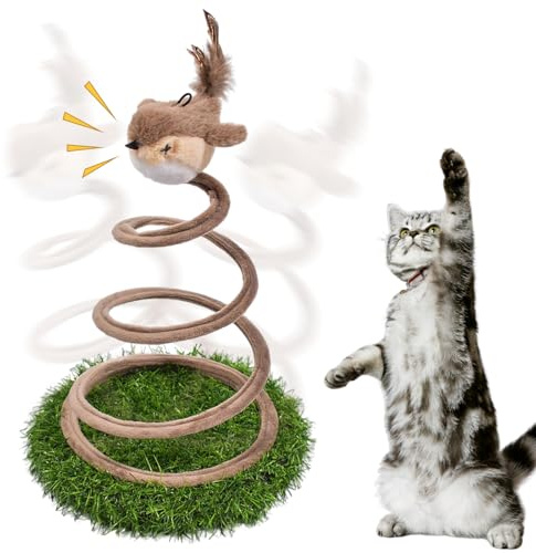 SOETDERT Interaktives Katzenspielzeug, Katze Spielzeug Selbstbeschäftigung, Katzenspielzeug Vogel, Katzen Rotierende Teaser, Interactive Cat Toy, Katzenwirbel Intelligenzspielzeug Katzenangel