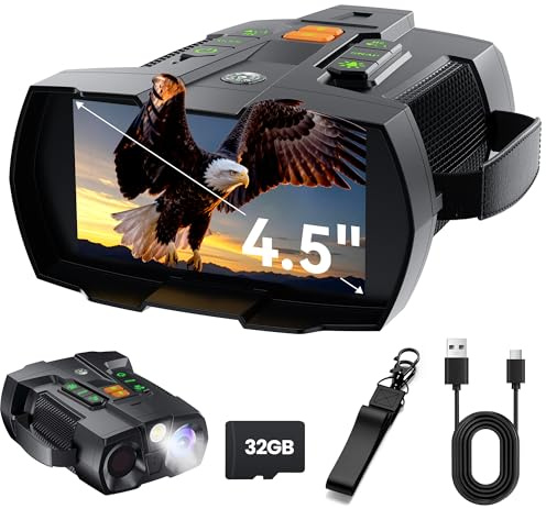 Gafas De Visión Nocturna para Adultos 4K: Pantalla Grande de 4.5 Binoculares Tácticos - Gafas Infrarrojas para Cazador - Regalo de Electrónica Digital - Regalos de Caza para Hombres/Papá Tecnológicos