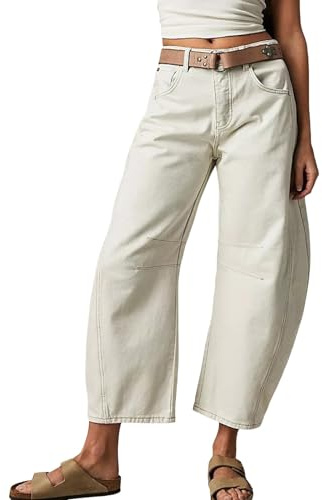 Jean Large Femme Machete- Pantalon De Travail Taille Mi-Haute avec Poches Couleur Unie Jeans Coupe Ajusté en Denim Jambe Large Tendance DéContracté Classique Polyvalent Chic Et ÉLéGant Pants