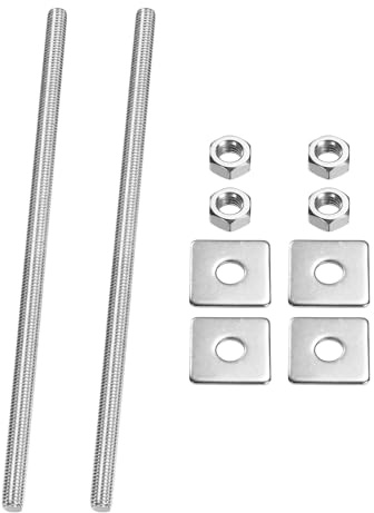 PATIKIL 2 Pcs Varilla Roscada Completa, M8 X 200mm Acero Inoxidable 304 Barra Roscada Larga Diestra Con Tuercas Y Arandelas Cuadradas Para Abrazaderas De Tuberías Colgadores Y Pernos En U