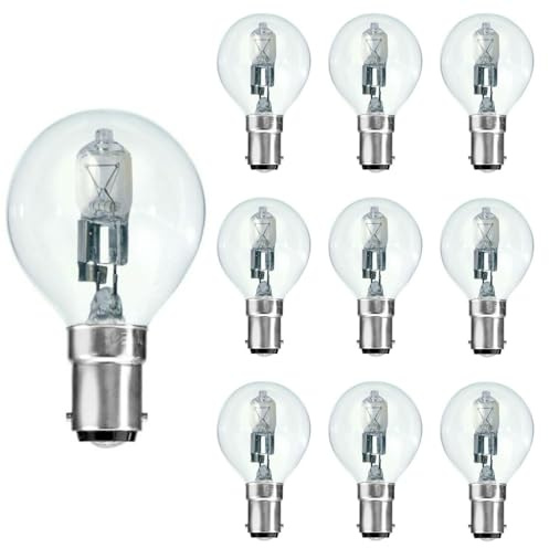 Swan G45 Golf Ball Lamp, B15D Small Bayonet Cap, 42W, Clear, 10 Pack