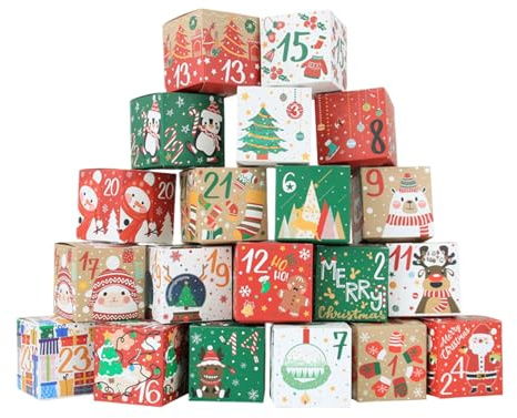 Jul nedräkning kalenderlådor - festlig adventsdekoration, jul nedräkning sifferlådor | för kakor choklad godis presenter godis mellanmål